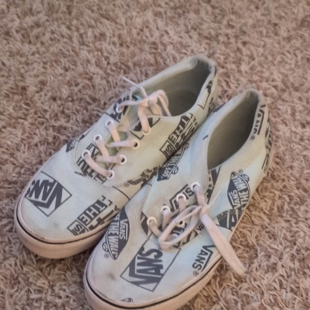 Vans White Sneakers with Black Logo Print